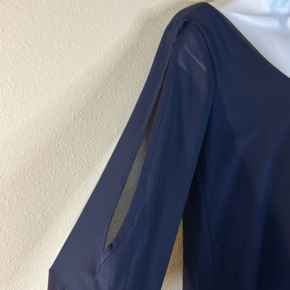 NWT Lulu’s | Shifting Dears Long Sleeve Dress Navy Blue XS - Picture 6 of 11